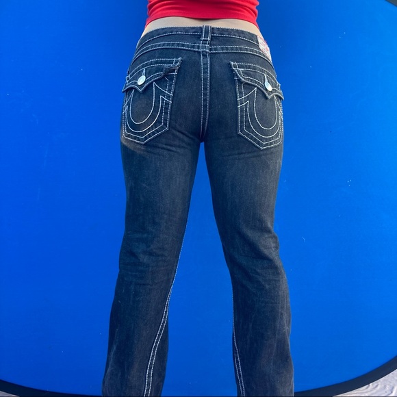 Vintage True Religion Joey Big T Dark Wash Flare Jeans - Picture 6 of 6